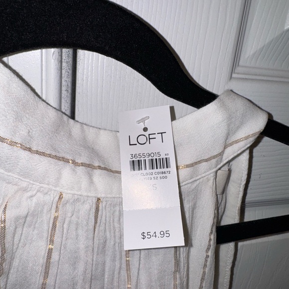 LOFT White Sleeveless Blouse with Bow - Picture 3 of 4